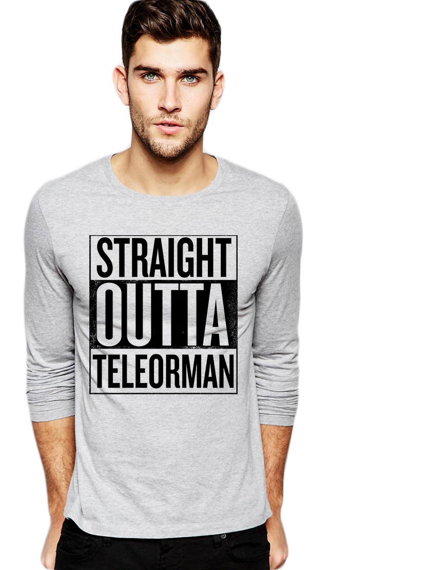 Bluza barbati gri cu text negru - Straight Outta Teleorman - CATEGORIE